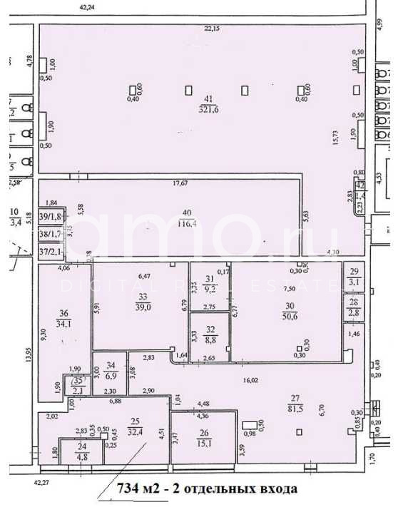Планировка офиса 734 м², 1 этаж, Бизнес-центр «Туполев Плаза»